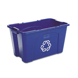Rubbermaid® Commercial Stacking Recycle Bin, Rectangular, Polyethylene, 18 Gal, Blue freeshipping - TVN Wholesale
