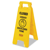 Rubbermaid® Commercial Multilingual "closed" Sign, 2-sided, 11 X 12 X 25, Yellow freeshipping - TVN Wholesale
