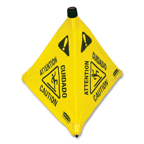 Rubbermaid® Commercial Multilingual Pop-up Wet Floor Safety Cone, 21 X 21 X 30, Yellow freeshipping - TVN Wholesale