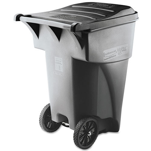 Rubbermaid® Commercial Brute Rollout Heavy-duty Waste Container, Square, Polyethylene, 95 Gal, Gray freeshipping - TVN Wholesale
