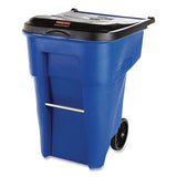 Rubbermaid® Commercial Brute Rollout Container, Square, Plastic, 50 Gal, Blue freeshipping - TVN Wholesale