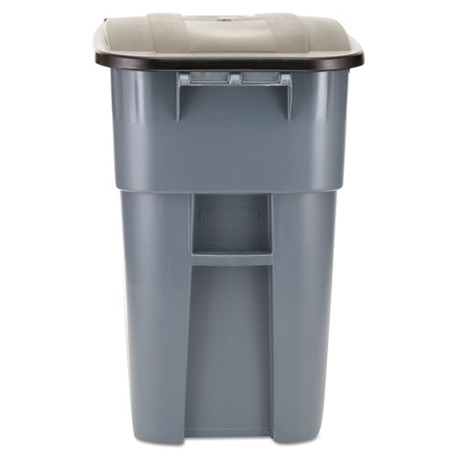 Rubbermaid® Commercial Brute Rollout Container, Square, Plastic, 50 Gal, Gray freeshipping - TVN Wholesale