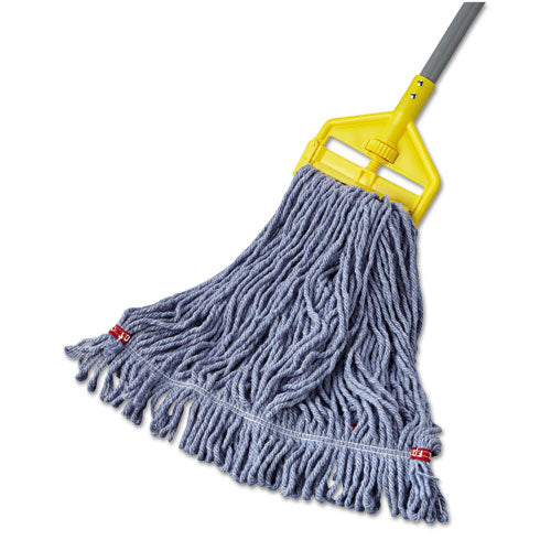 Rubbermaid® Commercial Web Foot Wet Mop Head, Shrinkless, Cotton-synthetic, Blue, Medium, 6-carton freeshipping - TVN Wholesale