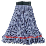 Web Foot Wet Mop Head, Shrinkless, Cotton-synthetic, Blue, Medium, 6-carton