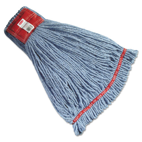 Rubbermaid® Commercial Web Foot Wet Mop Heads, Shrinkless, Cotton-synthetic, Blue, Large freeshipping - TVN Wholesale