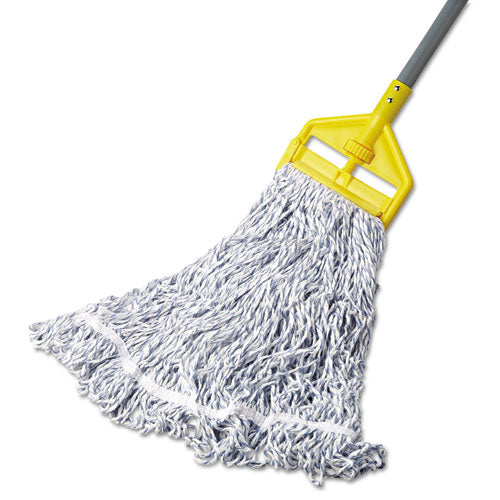 Rubbermaid® Commercial Web Foot Finish Mop, Cotton-synthetic, White, Large, 1" White Headband, 6-carton freeshipping - TVN Wholesale