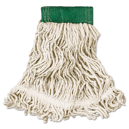 Rubbermaid® Commercial Super Stitch Looped-end Wet Mop Head, Cotton-synthetic, Medium, Green-white freeshipping - TVN Wholesale