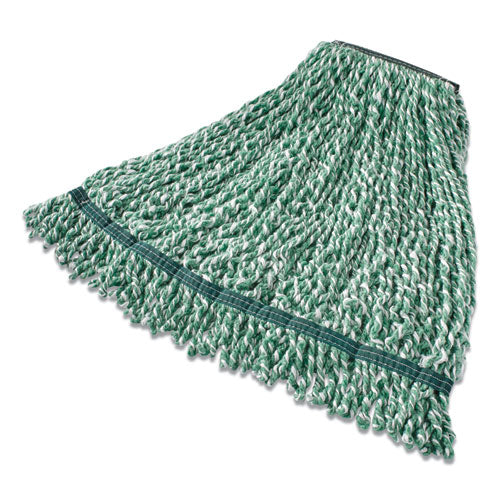Rubbermaid® Commercial Web Foot String Mop Heads, Microfiber, Green, Large, 1" Green Headband freeshipping - TVN Wholesale