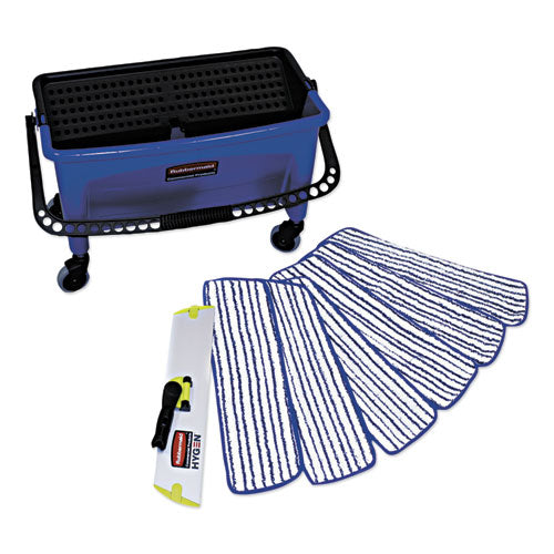 Rubbermaid® Commercial Microfiber Floor Finishing System, 3 Gal, Blue-black-white freeshipping - TVN Wholesale