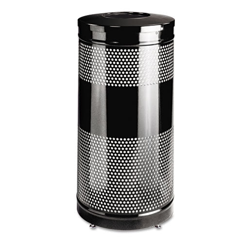 Rubbermaid® Commercial Classics Perforated Open Top Receptacle, Round, Steel, 25 Gal, Black freeshipping - TVN Wholesale