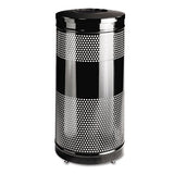 Rubbermaid® Commercial Classics Perforated Open Top Receptacle, Round, Steel, 25 Gal, Black freeshipping - TVN Wholesale