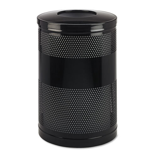 Rubbermaid® Commercial Classics Perforated Open Top Receptacle, Round, Steel, 51 Gal, Black freeshipping - TVN Wholesale