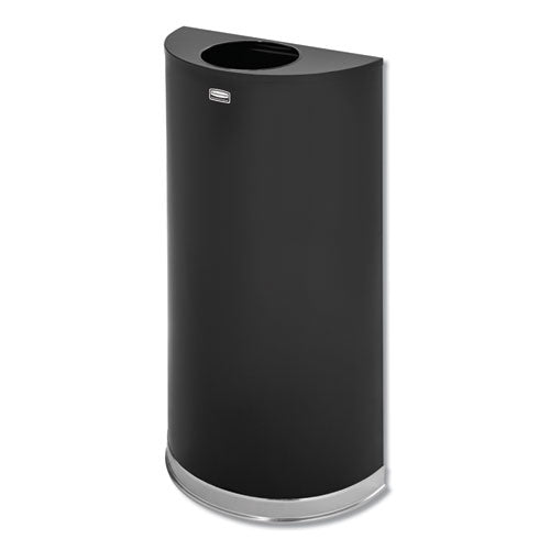 Rubbermaid® Commercial European And Metallic Series Open Top Receptacle, Half-round, 12 Gal, Black-chrome freeshipping - TVN Wholesale