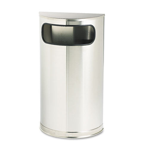 Rubbermaid® Commercial European And Metallic Series Receptacle, Half-round, 9 Gal, Satin Stainless freeshipping - TVN Wholesale