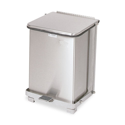 Rubbermaid® Commercial Defenders Biohazard Step Can, Square, Steel, 4 Gal, Stainless Steel freeshipping - TVN Wholesale
