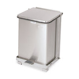 Rubbermaid® Commercial Defenders Biohazard Step Can, Square, Steel, 4 Gal, Stainless Steel freeshipping - TVN Wholesale