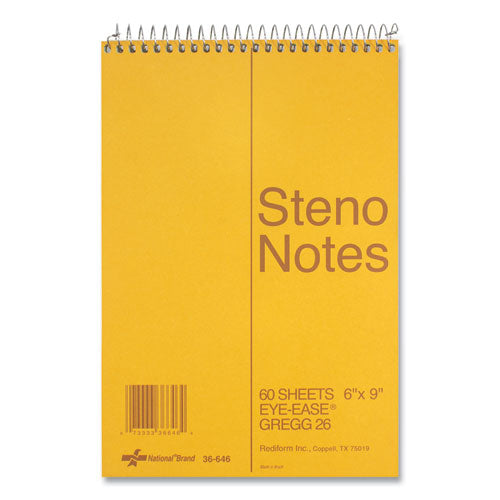 National® Standard Spiral Steno Pad, Gregg Rule, Brown Cover, 60 Eye-ease Green 6 X 9 Sheets freeshipping - TVN Wholesale
