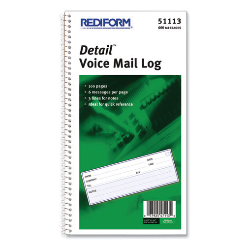 Rediform® Voice Mail Wirebound Log Books, 5.63 X 10.63, 6-page, 600 Forms freeshipping - TVN Wholesale