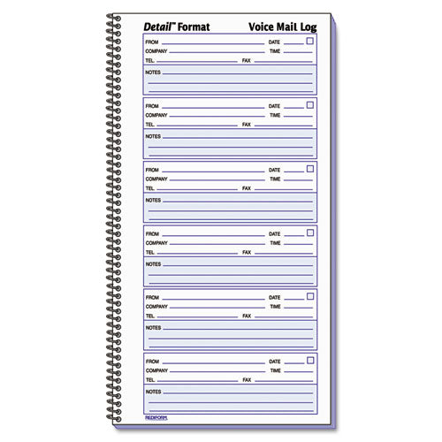 Rediform® Voice Mail Wirebound Log Books, 8 X 10.63, 5-page, 500 Forms freeshipping - TVN Wholesale