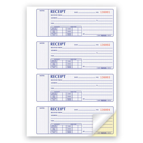 Rediform® Receipt Book,two-part Carbonless, 7 X 2.75, 4-page, 400 Forms freeshipping - TVN Wholesale