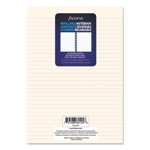 Filofax® Notebook Refills, 8-hole, 8.25 X 5.81, Narrow Rule, 32-pack freeshipping - TVN Wholesale
