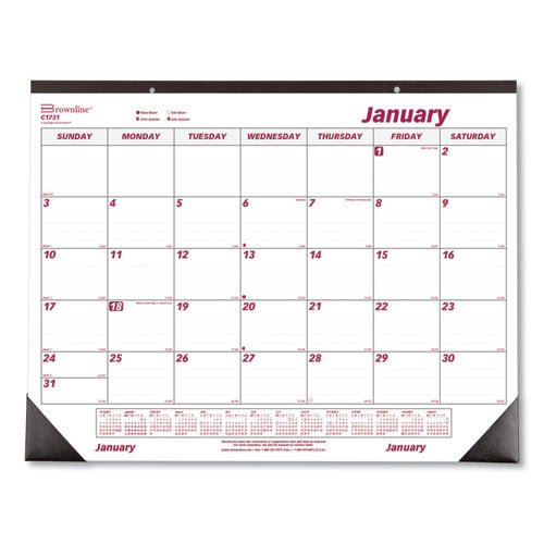 Brownline® Monthly Desk Pad Calendar, 22 X 17, White-burgundy Sheets, Black Binding, Black Corners, 12-month (jan To Dec): 2022 freeshipping - TVN Wholesale