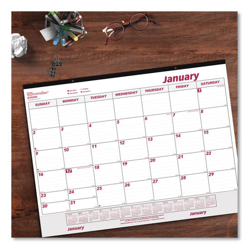 Brownline® Monthly Desk Pad Calendar, 22 X 17, White-burgundy Sheets, Black Binding, Clear Corners, 12-month (jan To Dec): 2022 freeshipping - TVN Wholesale