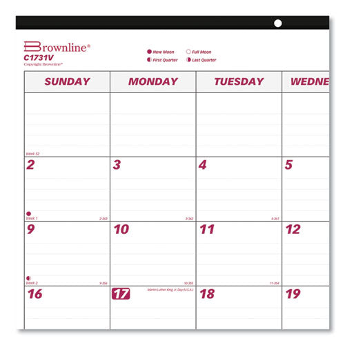Brownline® Monthly Desk Pad Calendar, 22 X 17, White-burgundy Sheets, Black Binding, Clear Corners, 12-month (jan To Dec): 2022 freeshipping - TVN Wholesale