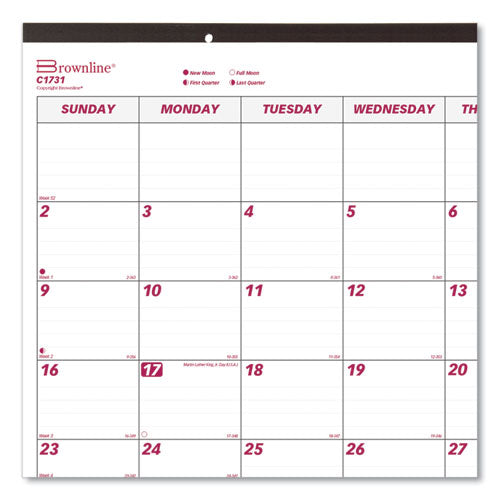 Brownline® Monthly Desk Pad Calendar, 22 X 17, White-burgundy Sheets, Black Binding, Black Corners, 12-month (jan To Dec): 2022 freeshipping - TVN Wholesale