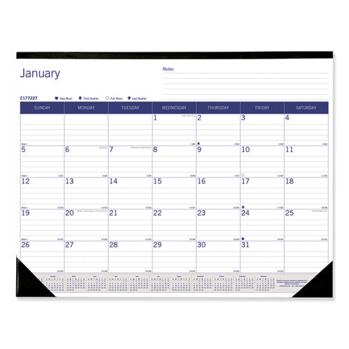 Blueline® Duraglobe Monthly Desk Pad Calendar, 22 X 17, White-blue-gray Sheets, Black Binding-corners,12-month (jan To Dec): 2022 freeshipping - TVN Wholesale