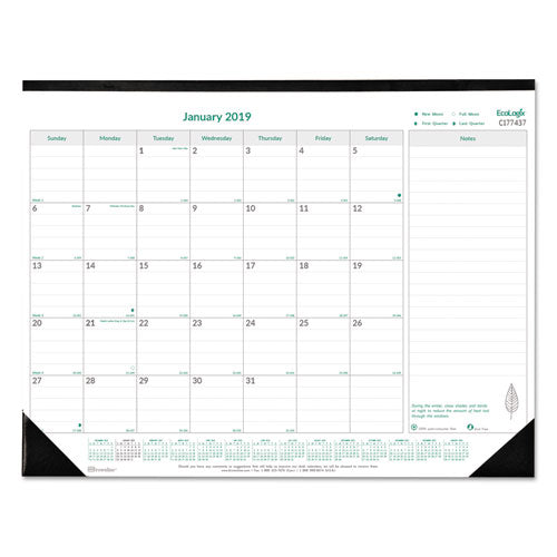 Brownline® Ecologix Monthly Desk Pad Calendar, 22 X 17, White-green Sheets, Black Binding-corners,12-month (jan To Dec): 2022 freeshipping - TVN Wholesale