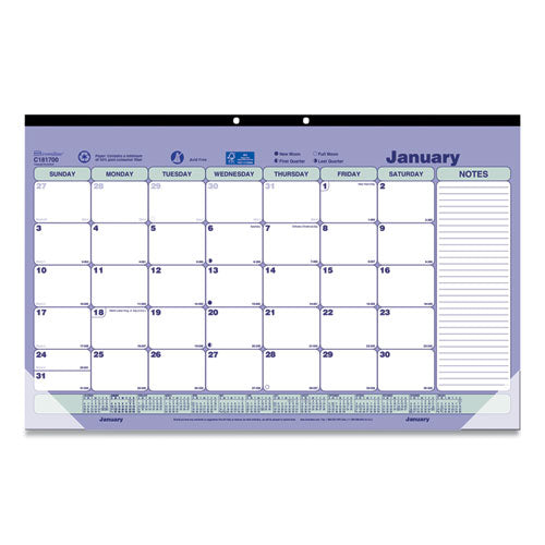 Brownline® Monthly Desk Pad Calendar, 17.75 X 10.88, White-blue-green Sheets, Black Binding, Clear Corners, 12-month (jan To Dec): 2022 freeshipping - TVN Wholesale