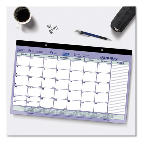 Brownline® Monthly Desk Pad Calendar, 17.75 X 10.88, White-blue-green Sheets, Black Binding, Clear Corners, 12-month (jan To Dec): 2022 freeshipping - TVN Wholesale