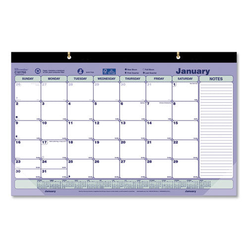Brownline® Monthly Desk Pad Calendar, 17.75 X 10.88, White-blue-green Sheets, Black Binding, Clear Corners, 12-month (jan To Dec): 2022 freeshipping - TVN Wholesale