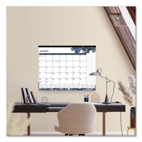 Blueline® Monthly Desk Pad Calendar, Gold Detail Floral Artwork, 22 X 17, Black Binding, Clear Corners, 12-month (jan-dec): 2022 freeshipping - TVN Wholesale