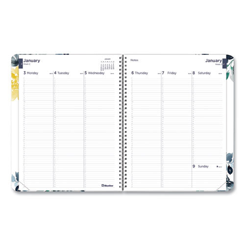 Blueline® Soft Cover Design Weekly-monthly Planner, Floral Watercolor Artwork, 11 X 8.5, White-blue-yellow, 12-month (jan To Dec): 2022 freeshipping - TVN Wholesale