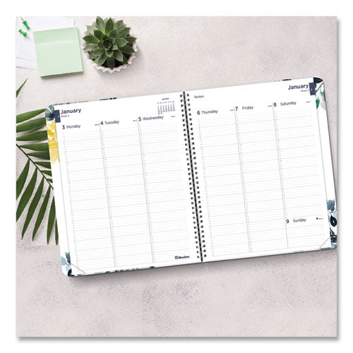 Blueline® Soft Cover Design Weekly-monthly Planner, Floral Watercolor Artwork, 11 X 8.5, White-blue-yellow, 12-month (jan To Dec): 2022 freeshipping - TVN Wholesale