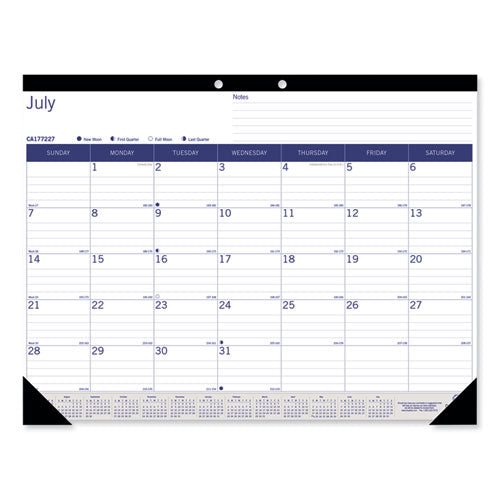 Blueline® Academic Monthly Desk Pad Calendar, 22 X 17, White-blue-gray Sheets, Black Binding-corners,13-month (july-july): 2021-2022 freeshipping - TVN Wholesale