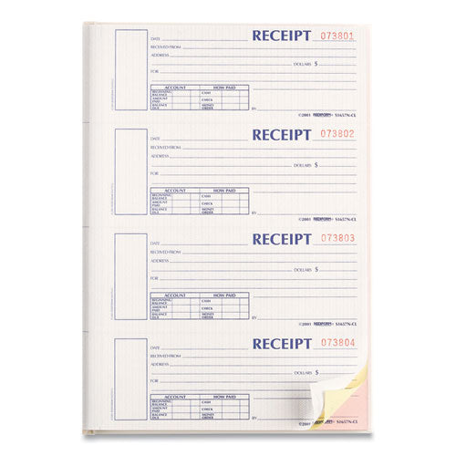 Rediform® Hardcover Numbered Money Receipt Book, Three-part Carbonless, 6.78 X 2.75, 4-page, 200 Forms freeshipping - TVN Wholesale