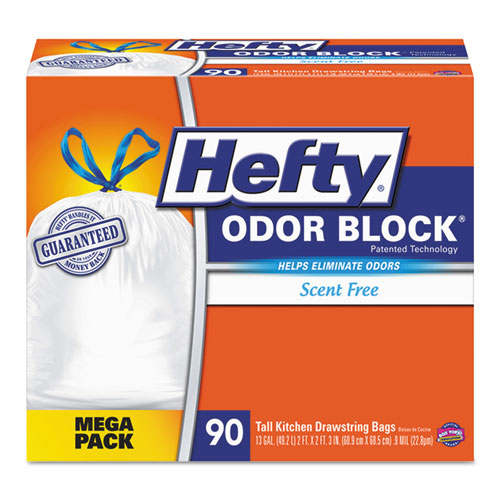 Hefty® Strong Tall Kitchen Drawstring Bags, 13 Gal, 0.9 Mil, 23.75" X 27", White, 90-box, 3 Boxes-carton freeshipping - TVN Wholesale