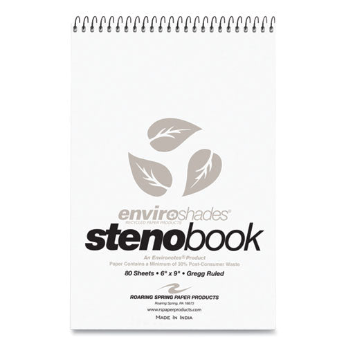 Roaring Spring® Enviroshades Steno Notepad, Gregg Rule, White Cover, 80 Gray 6 X 9 Sheets, 4-pack freeshipping - TVN Wholesale