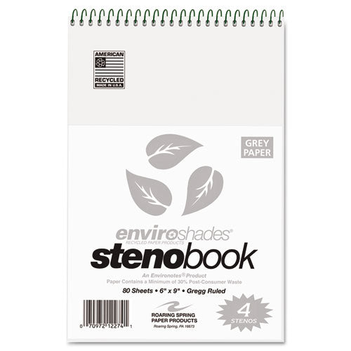 Roaring Spring® Enviroshades Steno Notepad, Gregg Rule, White Cover, 80 Blue 6 X 9 Sheets, 4-pack freeshipping - TVN Wholesale