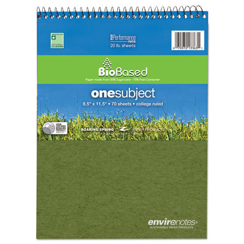 Roaring Spring® Environotes Biobased Notebook, 1 Subject, Medium-college Rule, Randomly Assorted Earthtone Covers, 9.5 X 6, 70 Sheets freeshipping - TVN Wholesale