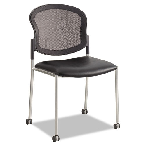 Safco® Diaz Guest Chair, Fabric Seat-back, 19.5" X 18.5" X 33.5", Black Seat-back, Silver Base freeshipping - TVN Wholesale