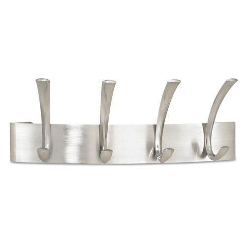 Safco® Metal Coat Rack, Steel, Wall Rack, Four Hooks, 14.25w X 4.5d X 5.25h, Brushed Nickel freeshipping - TVN Wholesale