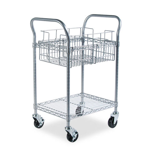 Safco® Wire Mail Cart, 600-lb Capacity, 18.75w X 26.75d X 38.5h, Metallic Gray freeshipping - TVN Wholesale