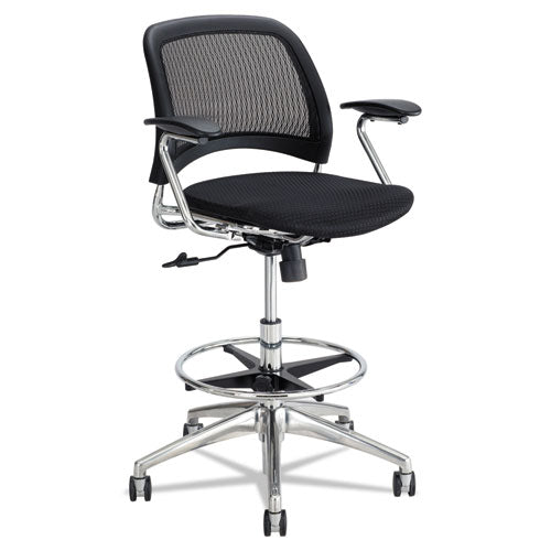 Safco® Reve Mesh Extended-height Chair, Supports Up To 250 Lb, 25" To 35" Seat Height, Black Seat-back, Chrome Base freeshipping - TVN Wholesale