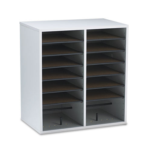 Safco® Wood-laminate Literature-cd Sorter, 16 Sections, 19 1-2 X 11 3-4 X 21, Gray Wood freeshipping - TVN Wholesale