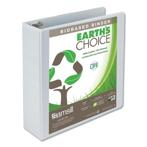 Samsill® Earth's Choice Biobased Round Ring View Binder, 3 Rings, 3" Capacity, 11 X 8.5, White freeshipping - TVN Wholesale