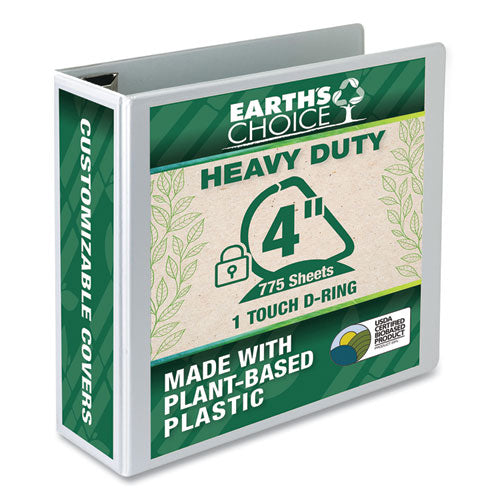 Samsill® Earth's Choice Heavy-duty Biobased One-touch Locking D-ring View Binder, 3 Rings, 4" Capacity, 11 X 8.5, White freeshipping - TVN Wholesale
